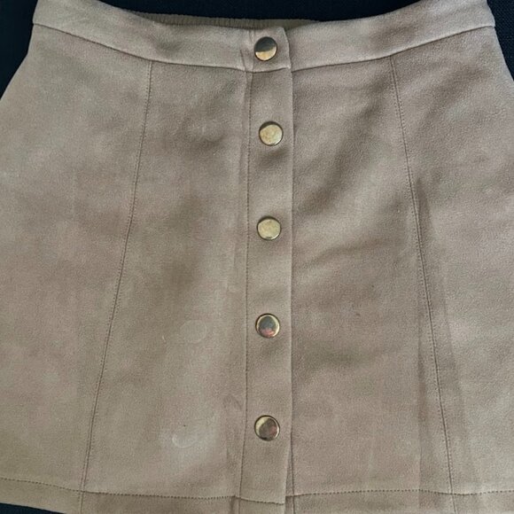 Forever 21 Tan Camel Faux Suede Elastic Waist Skirt Size 9/10 - Picture 9 of 12